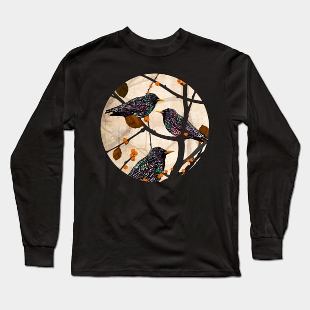 Starlings Long Sleeve T-Shirt by KatherineBlowerDesigns